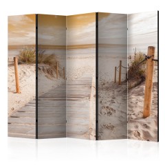 Artgeist 5-teiliges Paravent - On the beach - sepia II [Room Dividers]