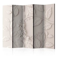 Artgeist 5-teiliges Paravent - Paper Flowers (Cream) II [Room Dividers]