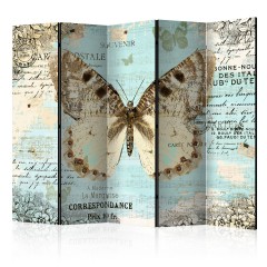 Artgeist 5-teiliges Paravent - Postcard with butterfly II [Room Dividers]