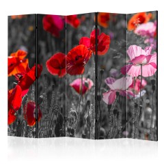 Artgeist 5-teiliges Paravent - Red Poppies II [Room Dividers]