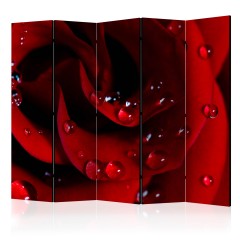 Artgeist 5-teiliges Paravent - Red rose with water drops II [Room Dividers]