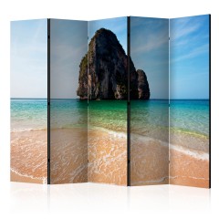Artgeist 5-teiliges Paravent - Rock formation by shoreline, Andaman Sea, Thailand II [Room Dividers]