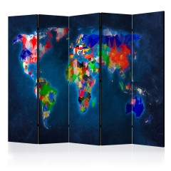Artgeist 5-teiliges Paravent - Room divider – Colorful map