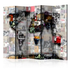 Artgeist 5-teiliges Paravent - Room divider – World map – Banksy