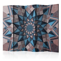Artgeist 5-teiliges Paravent - Star Mandala (Brown and Blue) II [Room Dividers]