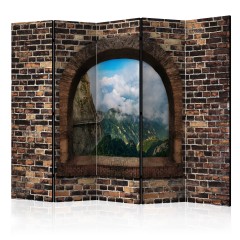 Artgeist 5-teiliges Paravent - Stony Window: Mountains II [Room Dividers]