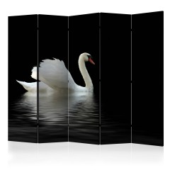 Artgeist 5-teiliges Paravent - swan (black and white) II [Room Dividers]