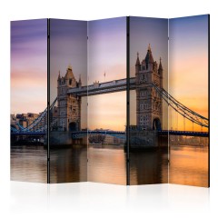 Artgeist 5-teiliges Paravent - Tower Bridge at dawn II [Room Dividers]