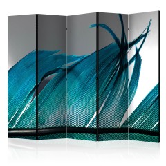 Artgeist 5-teiliges Paravent - Turquoise Feather II [Room Dividers]
