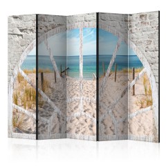 Artgeist 5-teiliges Paravent - Window View - Beach II [Room Dividers]