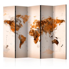 Artgeist 5-teiliges Paravent - World in brown shades II [Room Dividers]