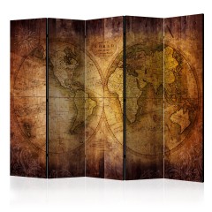 Artgeist 5-teiliges Paravent - World on old map II [Room Dividers]