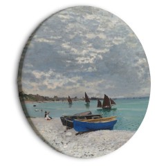 Artgeist Rundes Bild - Sainte-Adresse Beach, Claude Monet - Boats on the Seashore