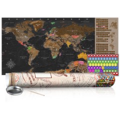 Artgeist Rubbel Weltkarte - Braune Weltkarte - Poster (Englische Beschriftung)