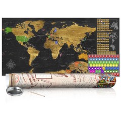 Artgeist Rubbel Weltkarte - Goldene Weltkarte - Poster (Englische Beschriftung)