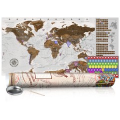 Artgeist Rubbel Weltkarte - Grau Weltkarte - Poster (Englische Beschriftung)
