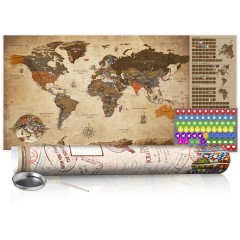 Artgeist Rubbel Weltkarte - Weltkarte Vintage - Poster (Englische Beschriftung)