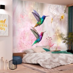 Selbstklebende Fototapete - Colourful Hummingbirds (Pink)