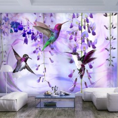 Selbstklebende Fototapete - Flying Hummingbirds (Violet)