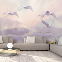 Selbstklebende Fototapete - Flying Swans