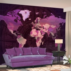 Selbstklebende Fototapete - Purple World Map