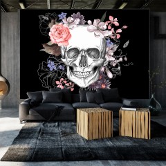 Selbstklebende Fototapete - Skull and Flowers