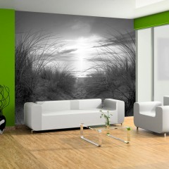 Selbstklebende Fototapete - Strand (schwarz-weiß)