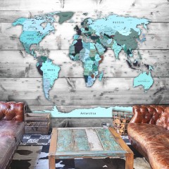 Selbstklebende Fototapete - World Map: Blue Continents