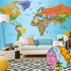 Selbstklebende Fototapete - World Map: Colourful Geography II