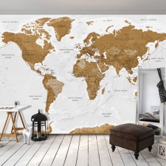 Selbstklebende Fototapete - World Map: White Oceans