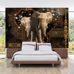 Artgeist Selbstklebende Fototapete - Brown Elephants