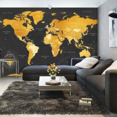 Artgeist Selbstklebende Fototapete - Map: Golden World