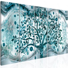 Artgeist Wandbild - Tree and Waves (5 Parts) Blue