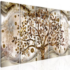 Artgeist Wandbild - Tree and Waves (5 Parts) Brown