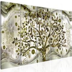 Artgeist Wandbild - Tree and Waves (5 Parts) Green