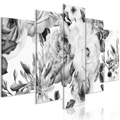 Artgeist Wandbild - Rose Composition (5 Parts) Wide Black and White
