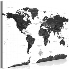 Artgeist Wandbild - Black and White Map (1 Part) Wide