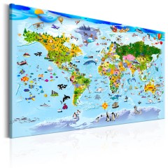 Artgeist Wandbild - Children's Map: Colourful Travels