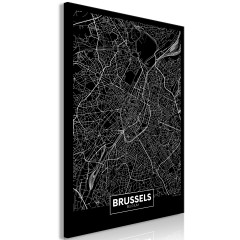 Artgeist Wandbild - Dark Map of Brussels (1 Part) Vertical