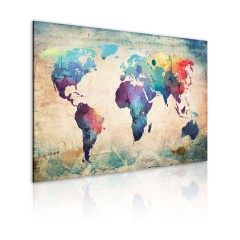 Artgeist Wandbild - Regenbogen-Weltkarte