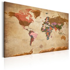 Artgeist Wandbild - World Map: Brown Elegance