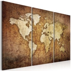 Artgeist Wandbild - World Map: Brown Texture