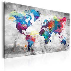 Artgeist Wandbild - World Map: Grey Style