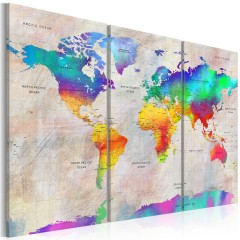 Artgeist Wandbild - World Map: Rainbow Gradient