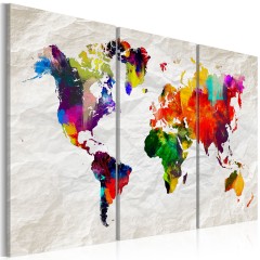 Artgeist Wandbild - World Map: Rainbow Madness II