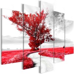 Artgeist Wandbild - Lone Tree (5 Parts) Red