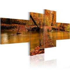 Artgeist Wandbild - Ein Steg über einen Fluss im Wald
