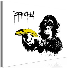 Artgeist Wandbild - Banksy: Monkey with Banana (1 Part) Wide