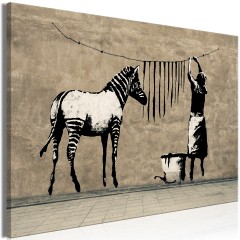 Artgeist Wandbild - Banksy: Washing Zebra on Concrete (1 Part) Wide