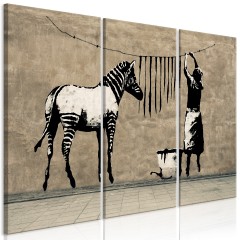 Artgeist Wandbild - Banksy: Washing Zebra on Concrete (3 Parts)